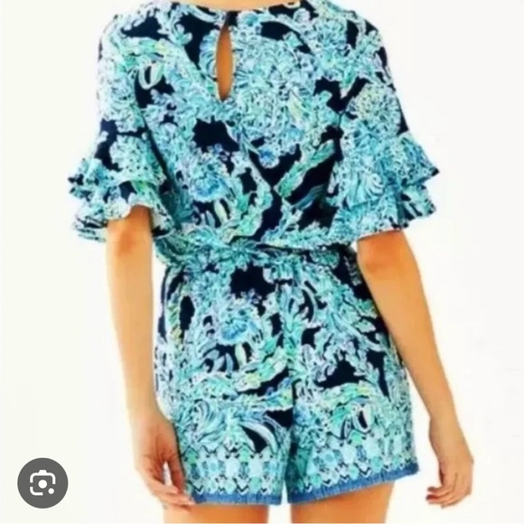 LILLY PULITZER Lula Romper High Tide Navy,  Scuba Doo Engineered Romper, Size XS - Picture 15 of 16